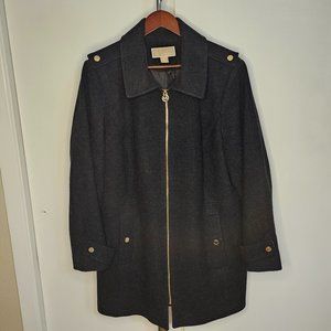 Michael Kors Wool Blend Zip Up Coat 18W Dark Gray